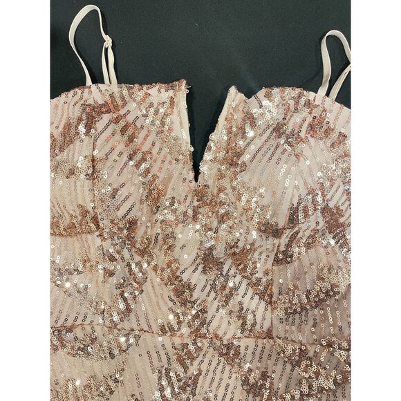 ~ NEW! Lg Blush Sequin Mini Dress Hoco Prom Dance Juniors Teen "Emerald Sundae" - Picture 11 of 15
